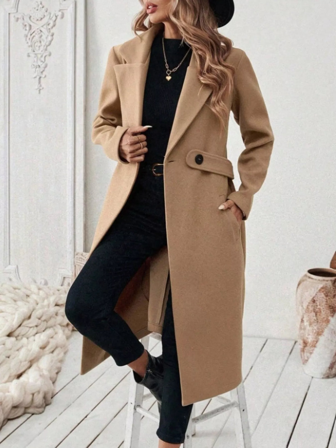 Laura | Elegante Mantel met Ceintuur