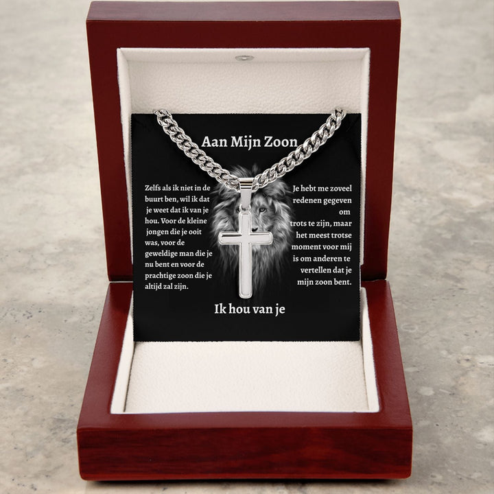 Aan mijn Zoon | Zilveren Kruis Ketting