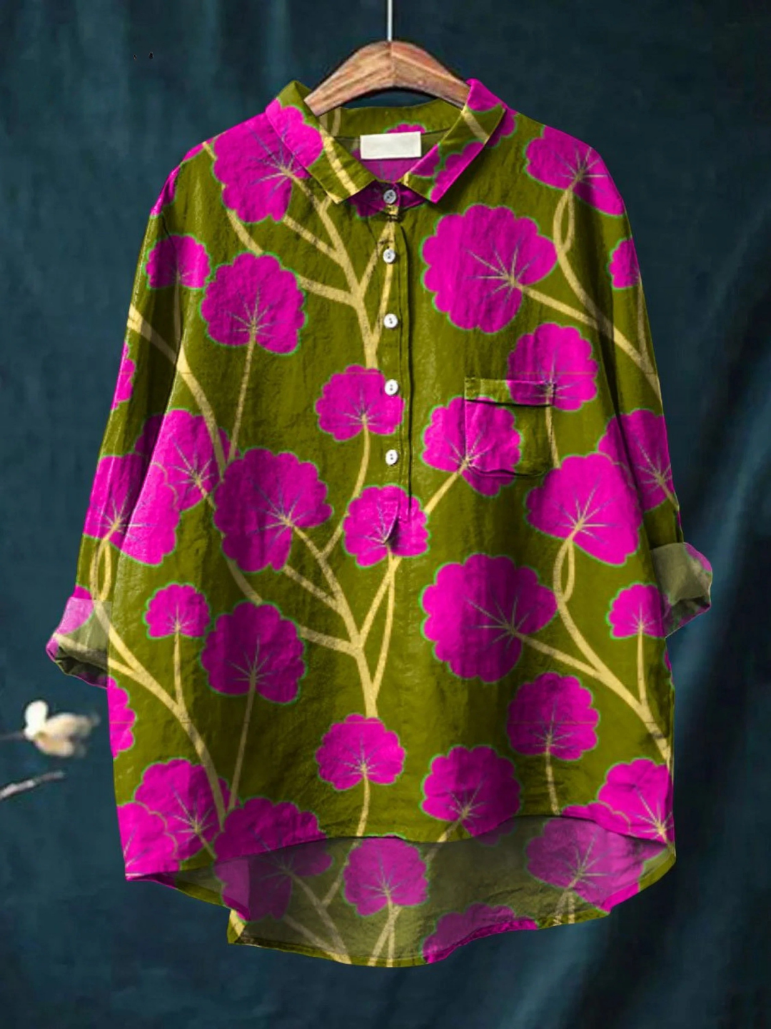 Sophia | Dames vintage flower art print casual shirt