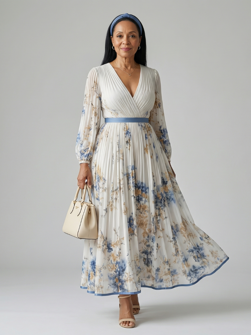 Rielle | Pleated wrap midi jurk