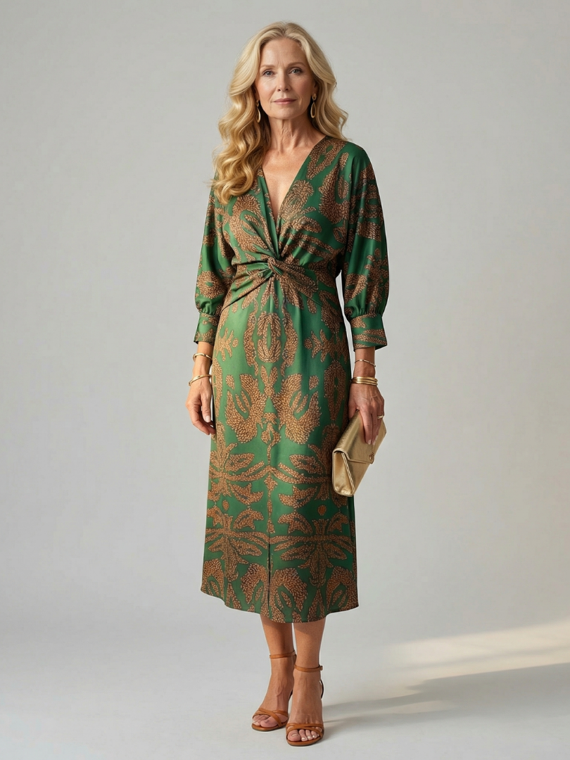 Lune | Natural wrap midi jurk