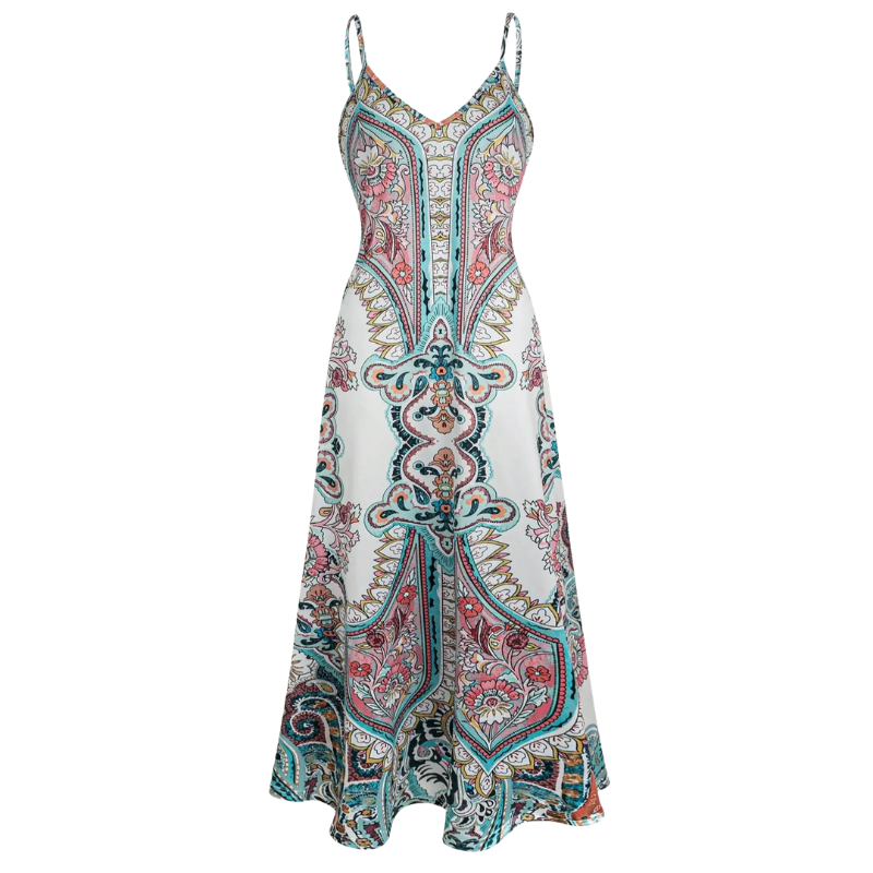 Trish™ | Elegante bloemen print zonder mouwen jurk