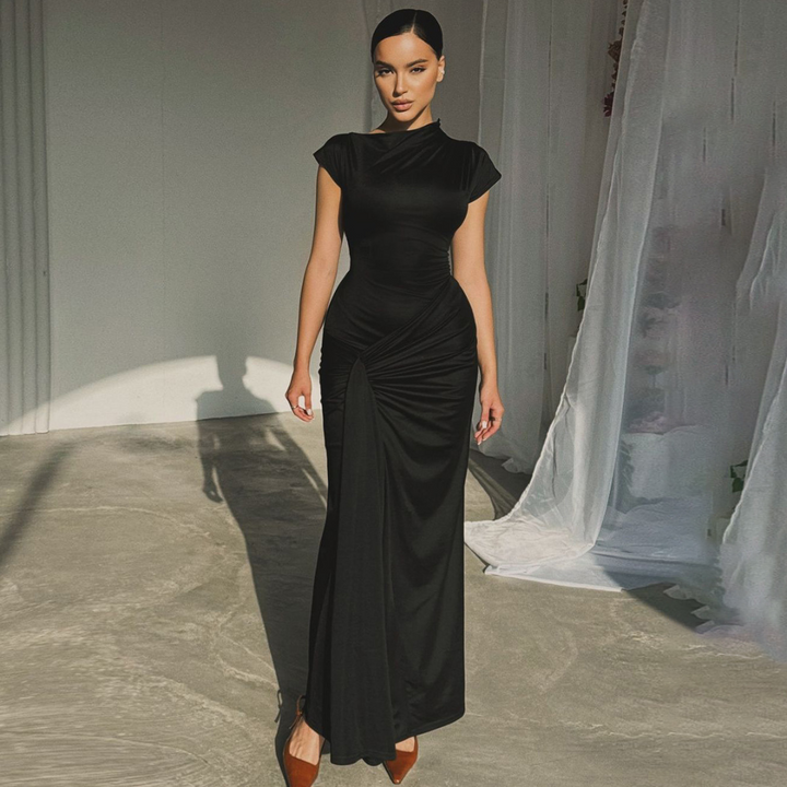 Jara™ | Elegante ruched bodycon wrap maxi jurk