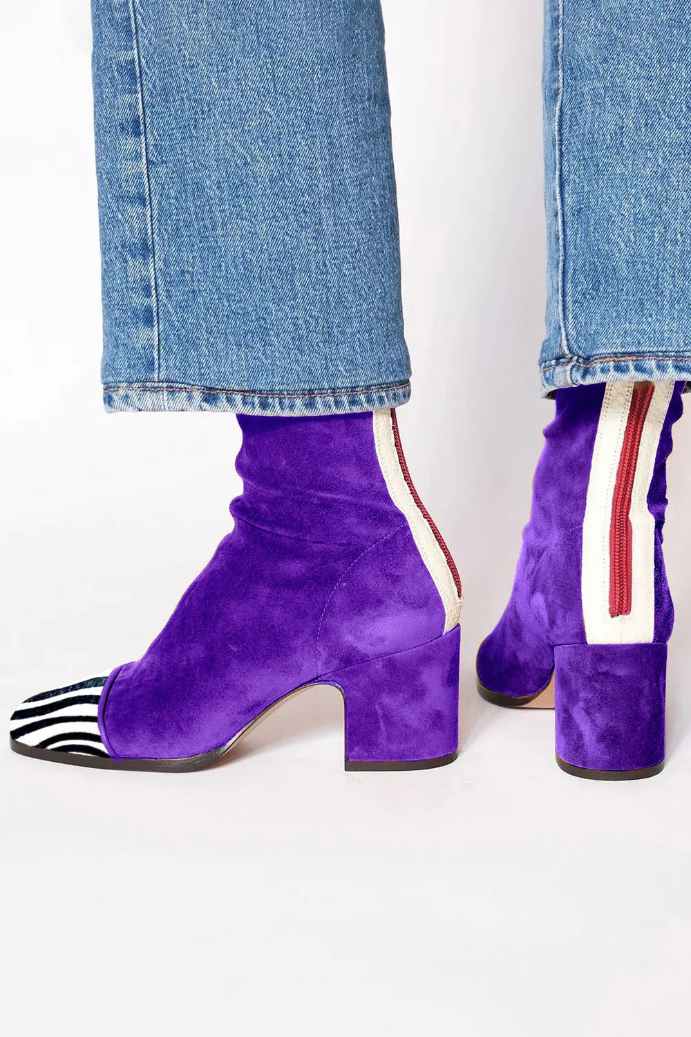 Mid-Heel | Ankle laars purple with print