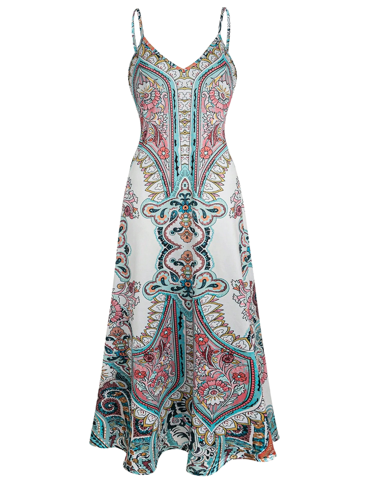 Sammy | Boho bloemen print zonder mouwen jurk