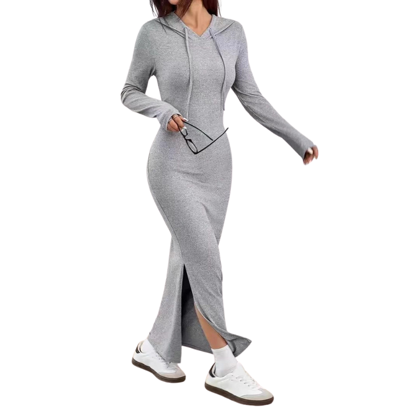 Lucy™ | Casual hooded drawstring slim fit jurk