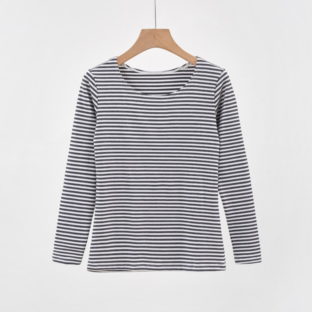 Evanthia™ | Casual gestreepte slim-fit lange mouwen top