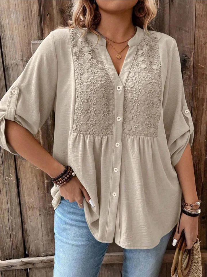 Floor – Blouse met V-hals en knopen