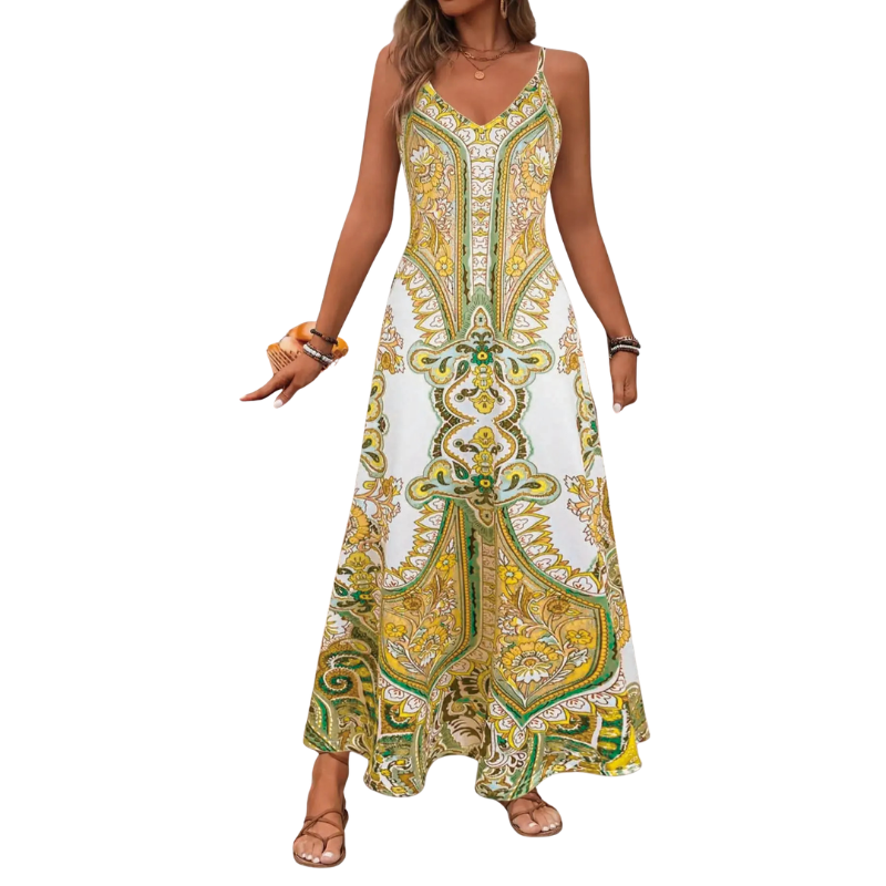 Trish™ | Elegante bloemen print zonder mouwen jurk