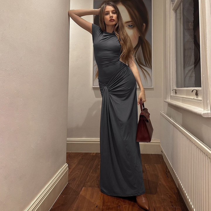 Jara™ | Elegante ruched bodycon wrap maxi jurk