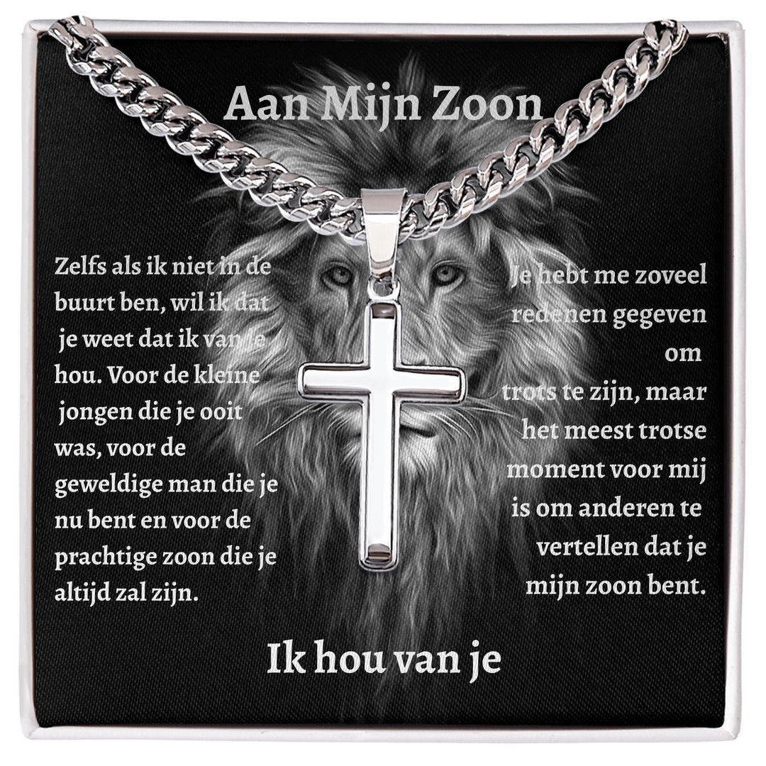 Aan mijn Zoon | Zilveren Kruis Ketting