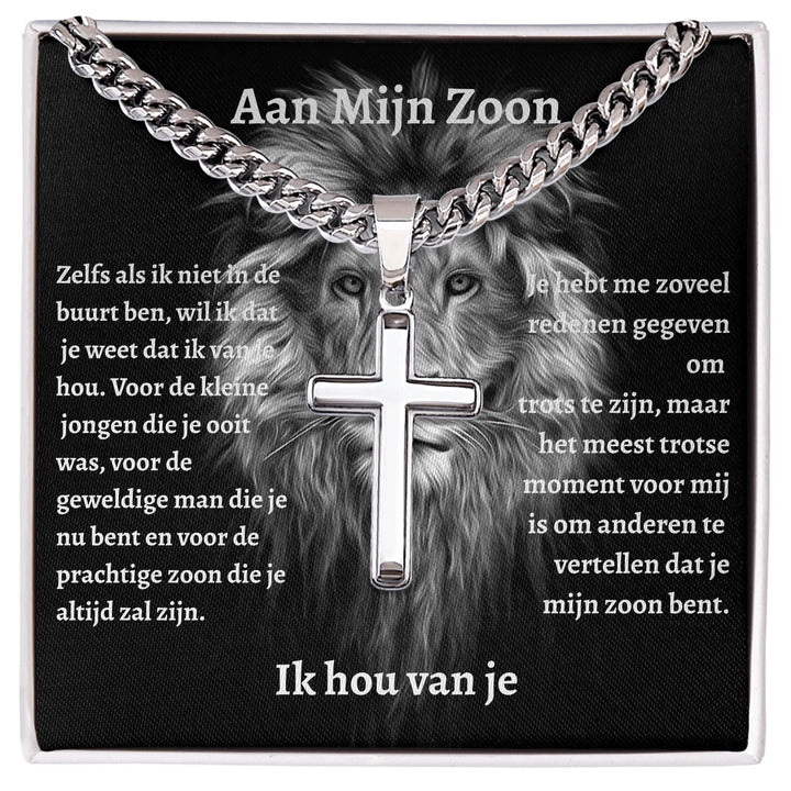 Aan mijn Zoon | Zilveren Kruis Ketting