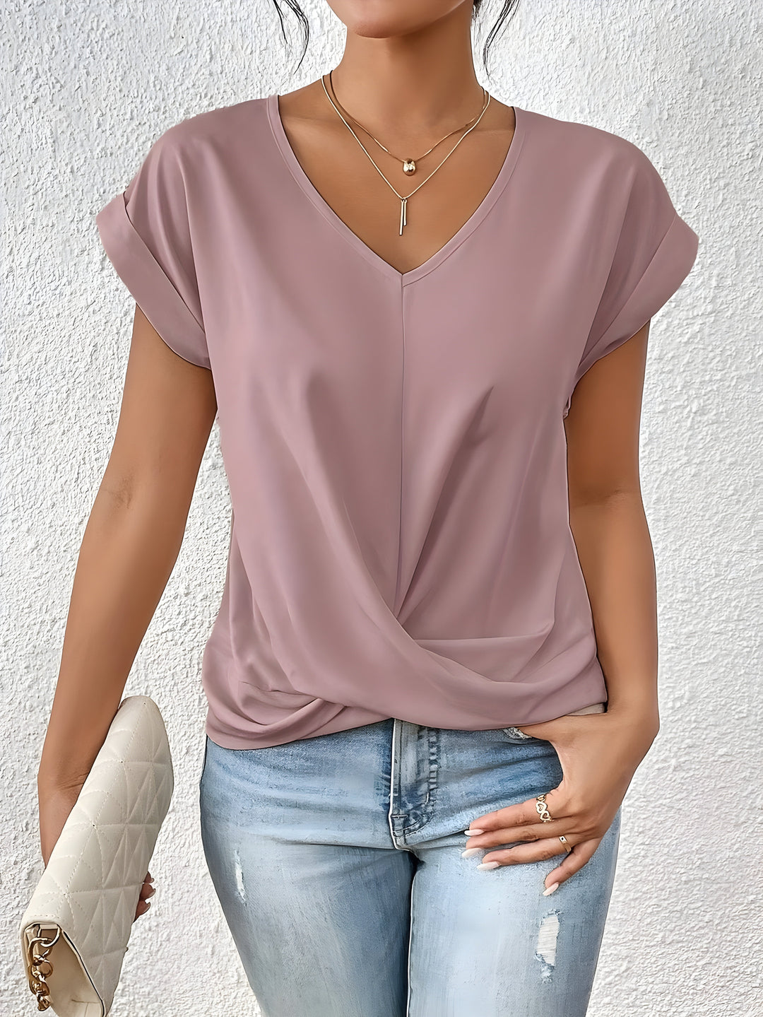 Meika™ | Klassieke twist detail top met V-hals