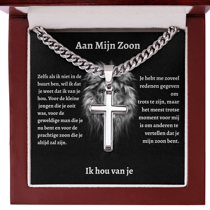 Aan mijn Zoon | Zilveren Kruis Ketting