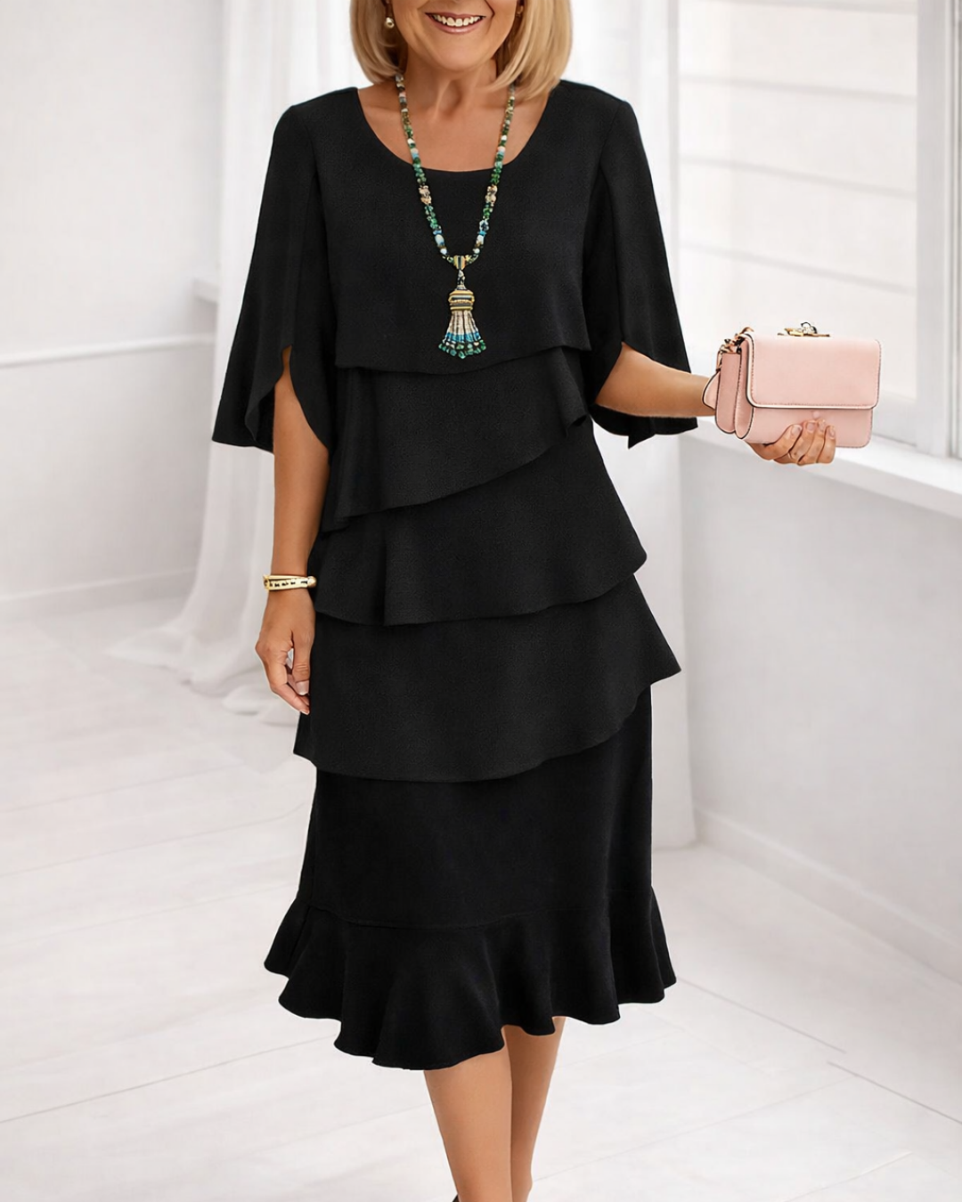 Margaret | Ruffle midi jurk
