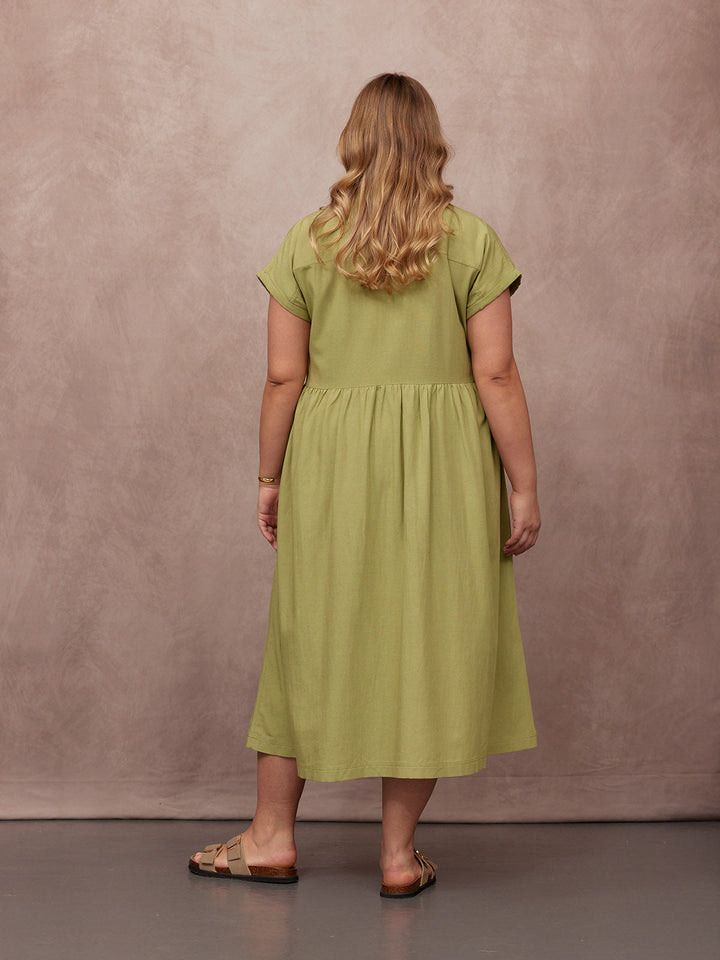 Rhiona Linen Shirt Dress - Olive