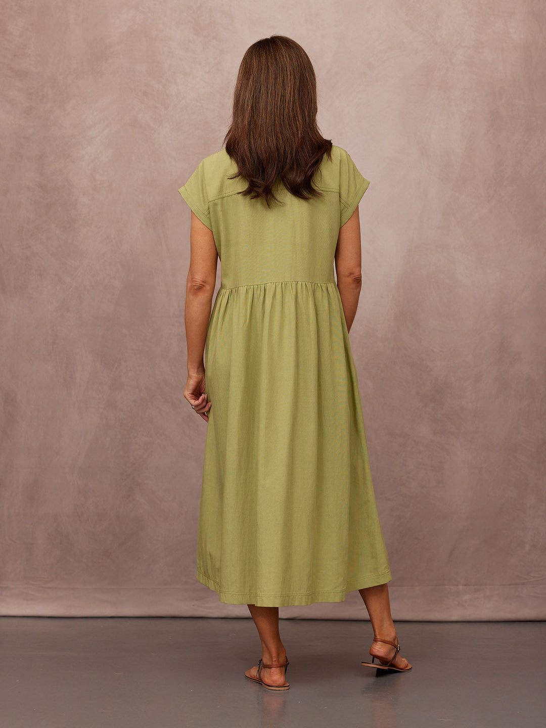Rhiona Linen Shirt Dress - Olive