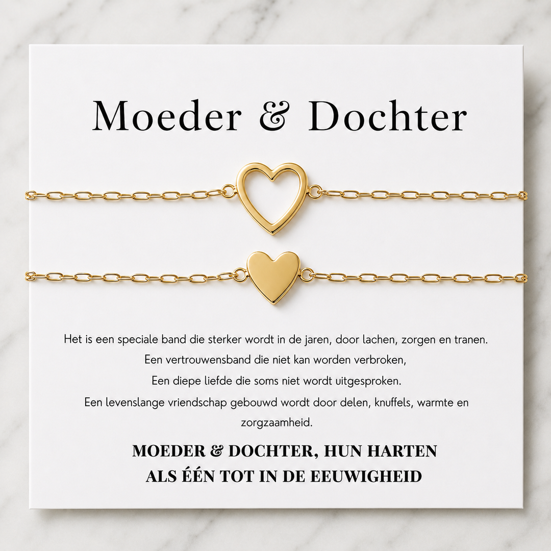 Moeder & Dochter Armband | Hartjes Set