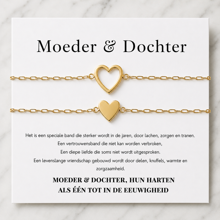 Moeder & Dochter Armband | Hartjes Set