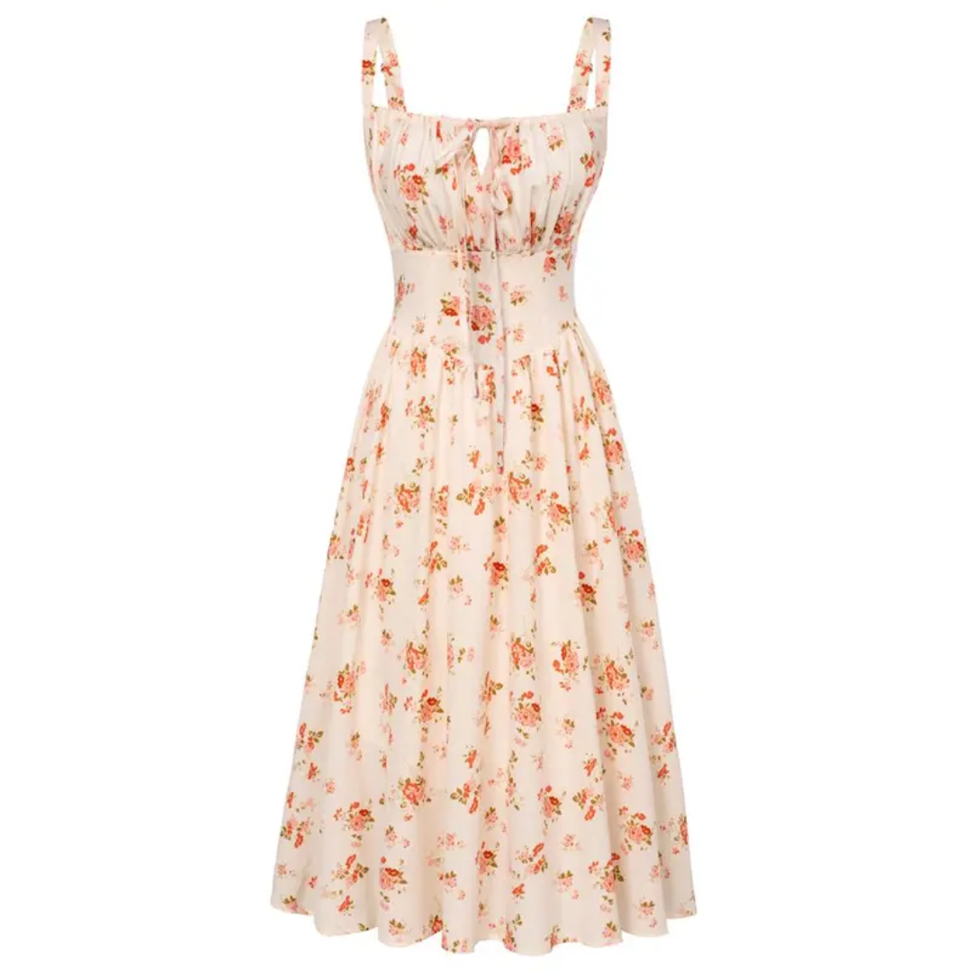 Maren™ | Bloemen print tie-waist midi jurk