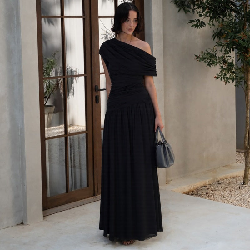 Rosetta™ - Elegant One Shoulder Evening Maxi Dress