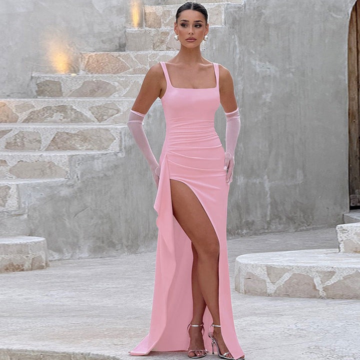 Marilyn™ | Elegante formal slip maxi jurk with open back