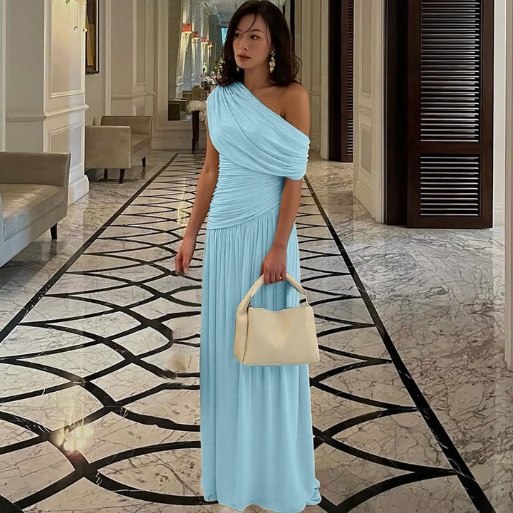 Rosetta™ - Elegant One Shoulder Evening Maxi Dress