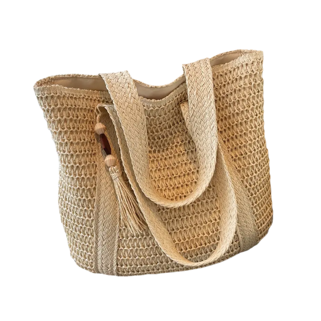 Cayo™ | Woven fringe grote capaciteit straw tote
