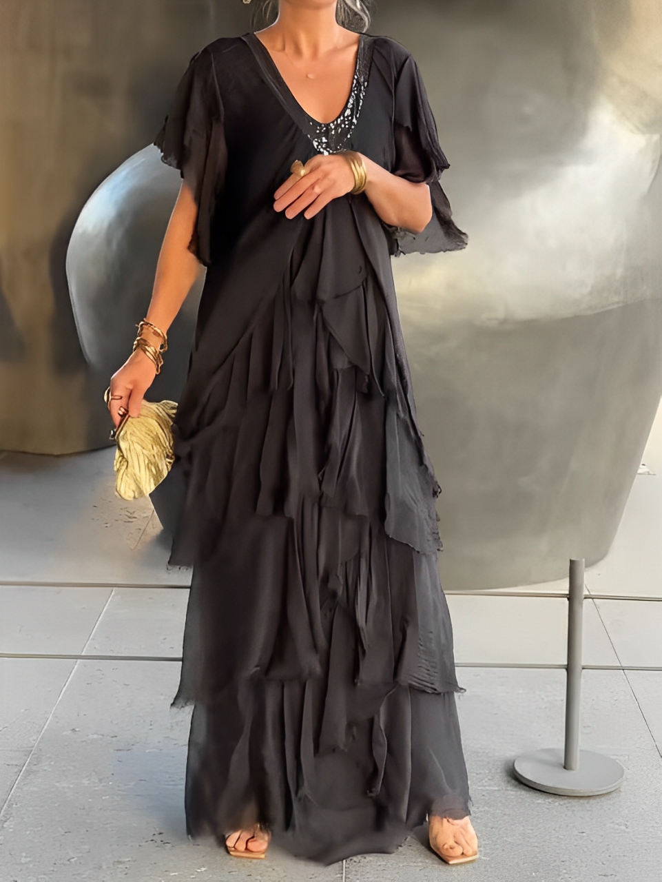 Lynette™ | Elegante soepel vallende long jurk