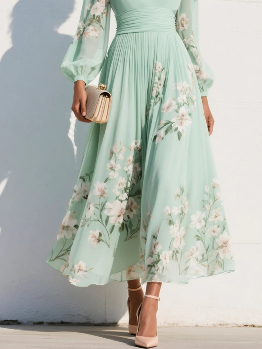 Yara | Bloemen midi jurk