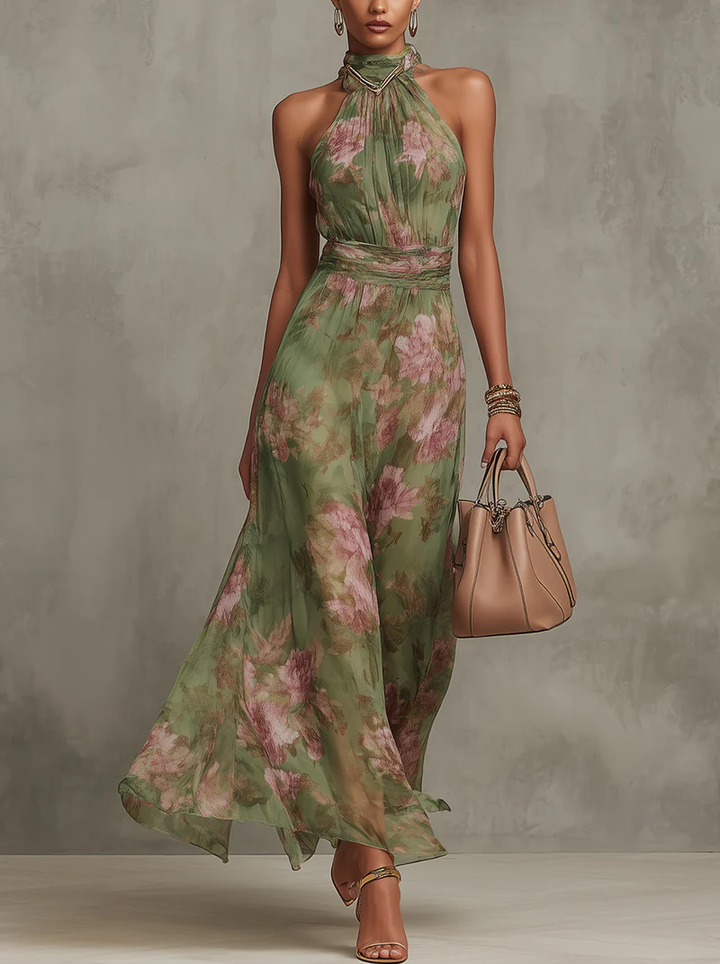 Serena | Elegante bloemen maxi jurk van chiffon