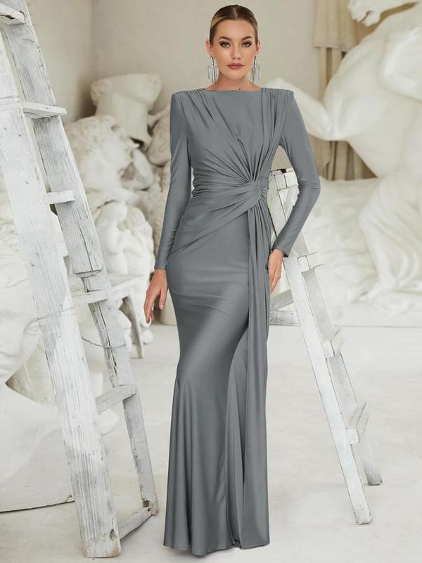 Josalie™ | Elegante ruched bodycon jurk with padded shoulders & lange mouwen