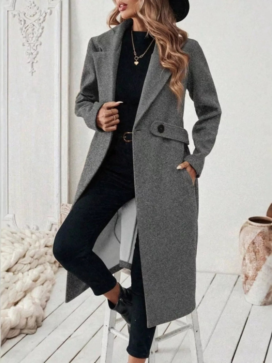 Laura | Elegante Mantel met Ceintuur