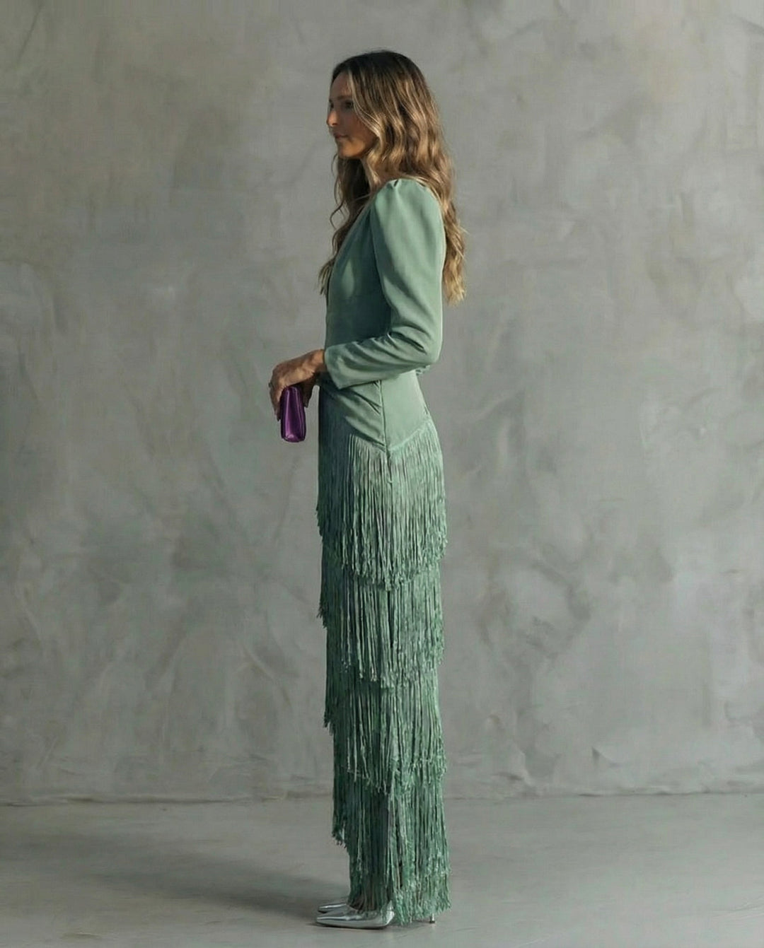 Clara | Elegante jurk with fringe sleeves
