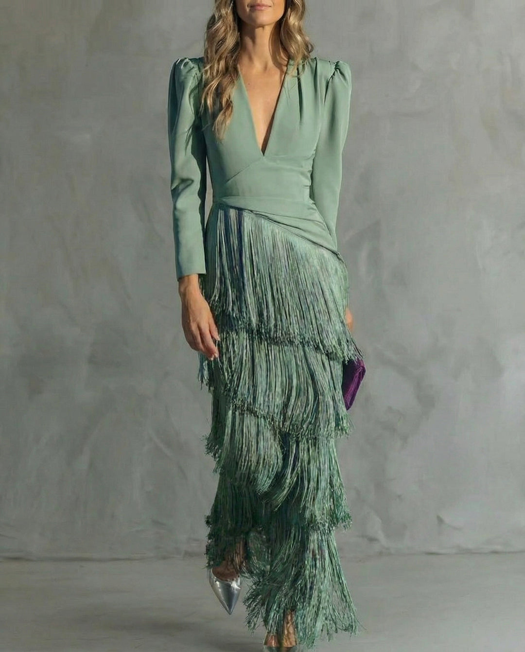 Clara | Elegante jurk with fringe sleeves