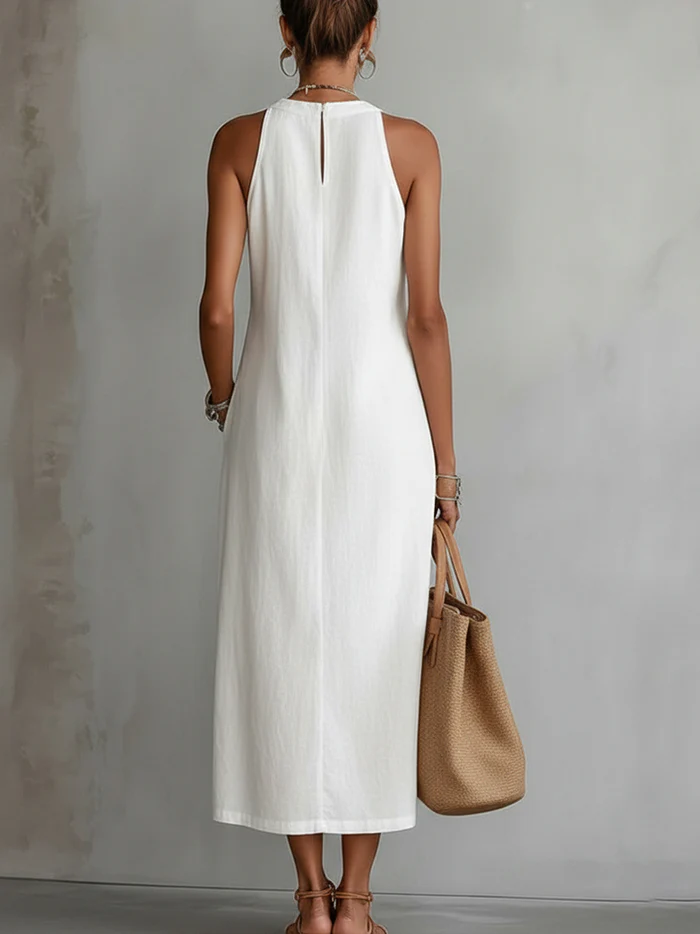 Jimena | Cotton linen midi jurk
