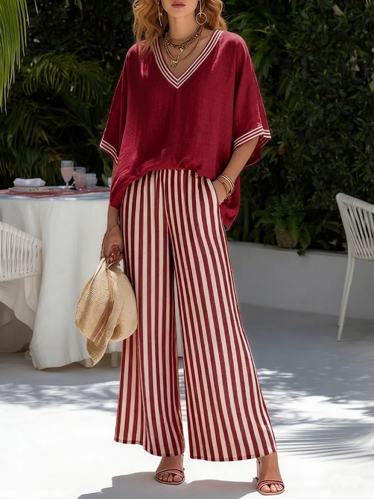 Alur | Gestreepte linen duo set