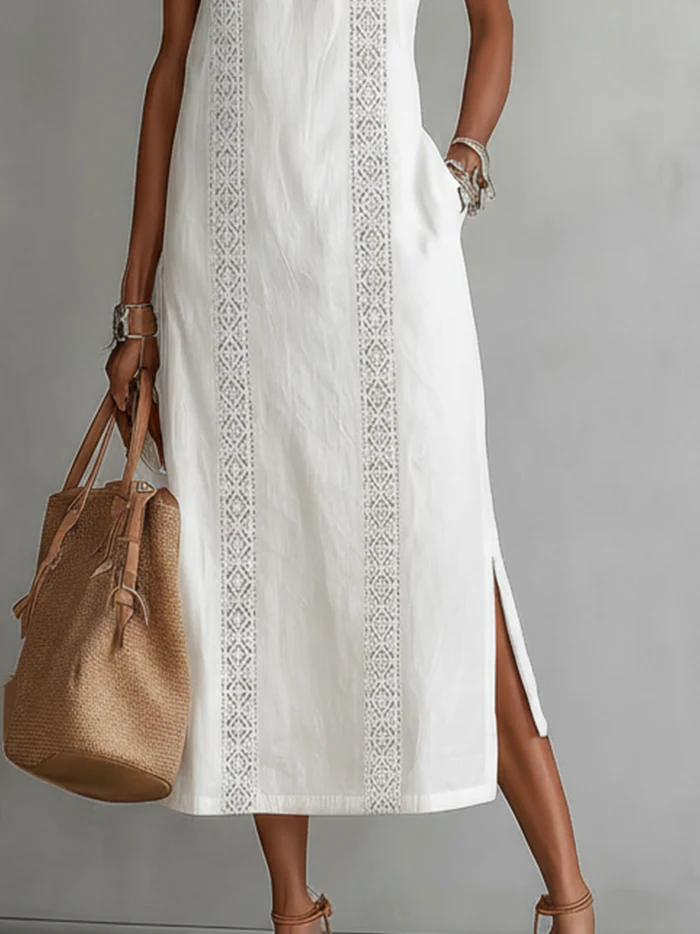 Cecilia | Midi jurk with a mandarin collar