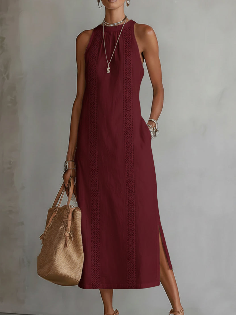 Cecilia | Midi jurk with a mandarin collar