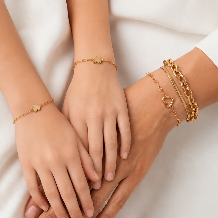 Moeder & Dochter Armband | Hartjes Set