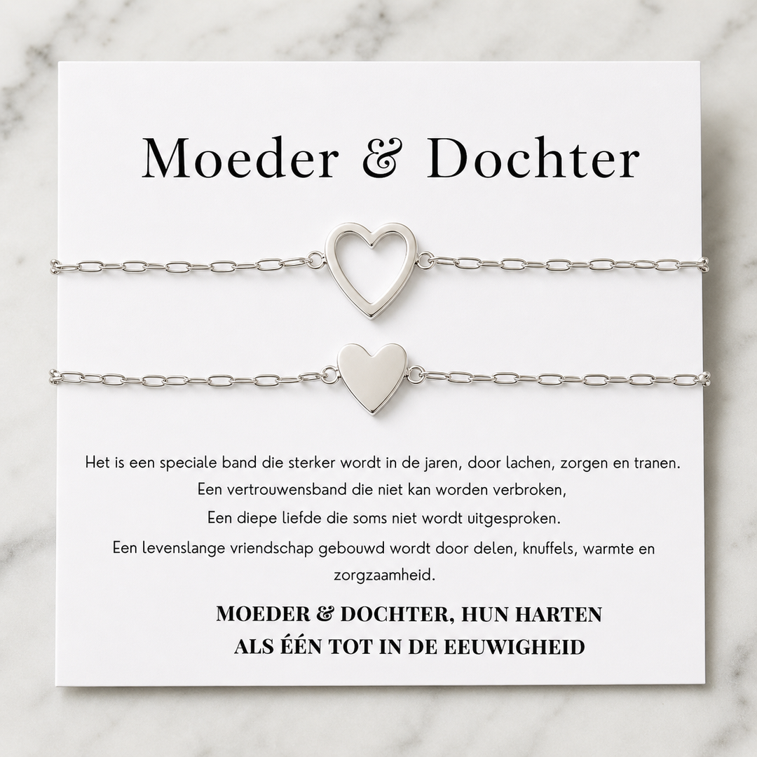 Moeder & Dochter Armband | Hartjes Set