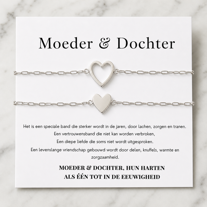 Moeder & Dochter Armband | Hartjes Set