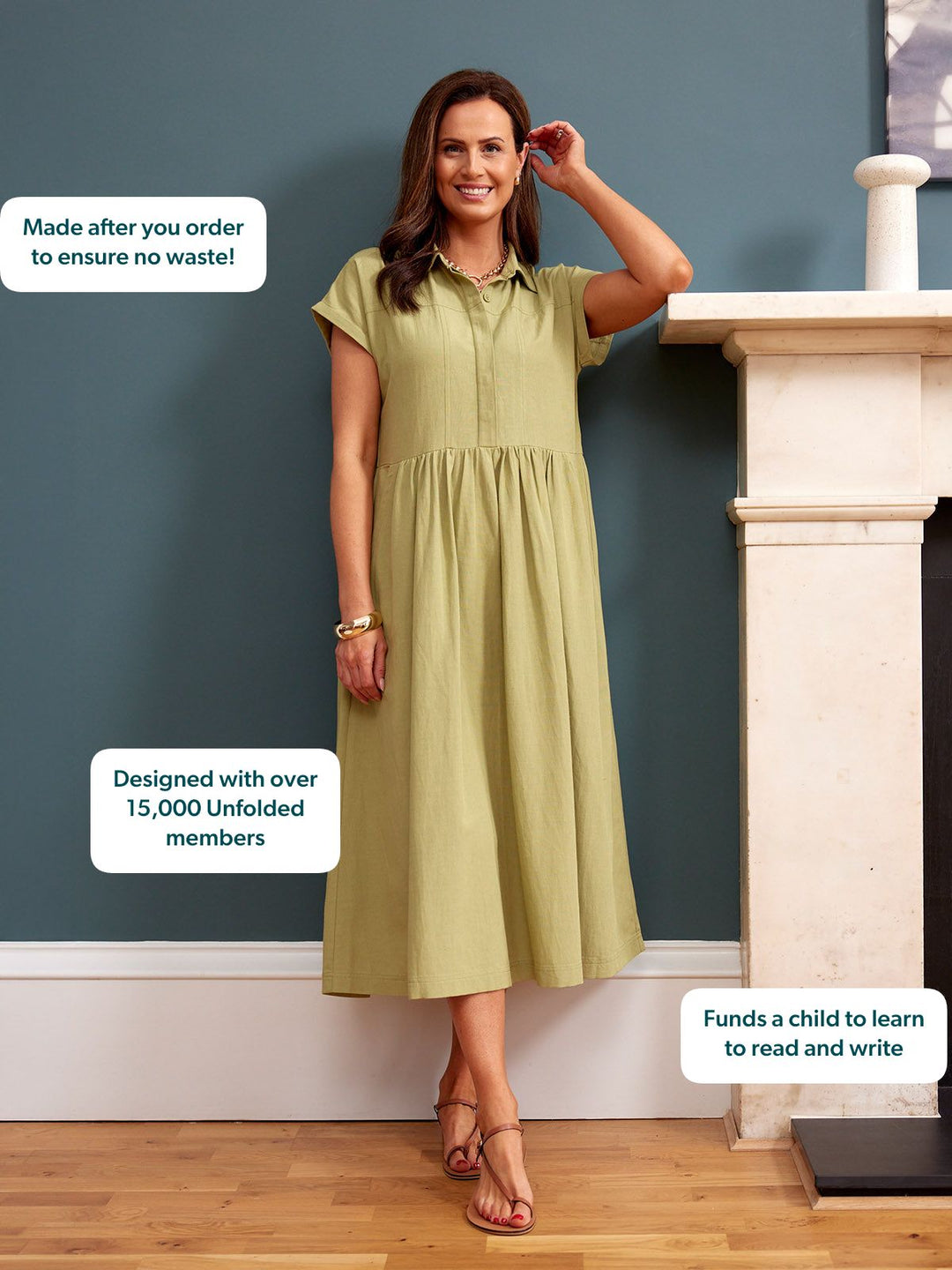 Rhiona Linen Shirt Dress - Olive