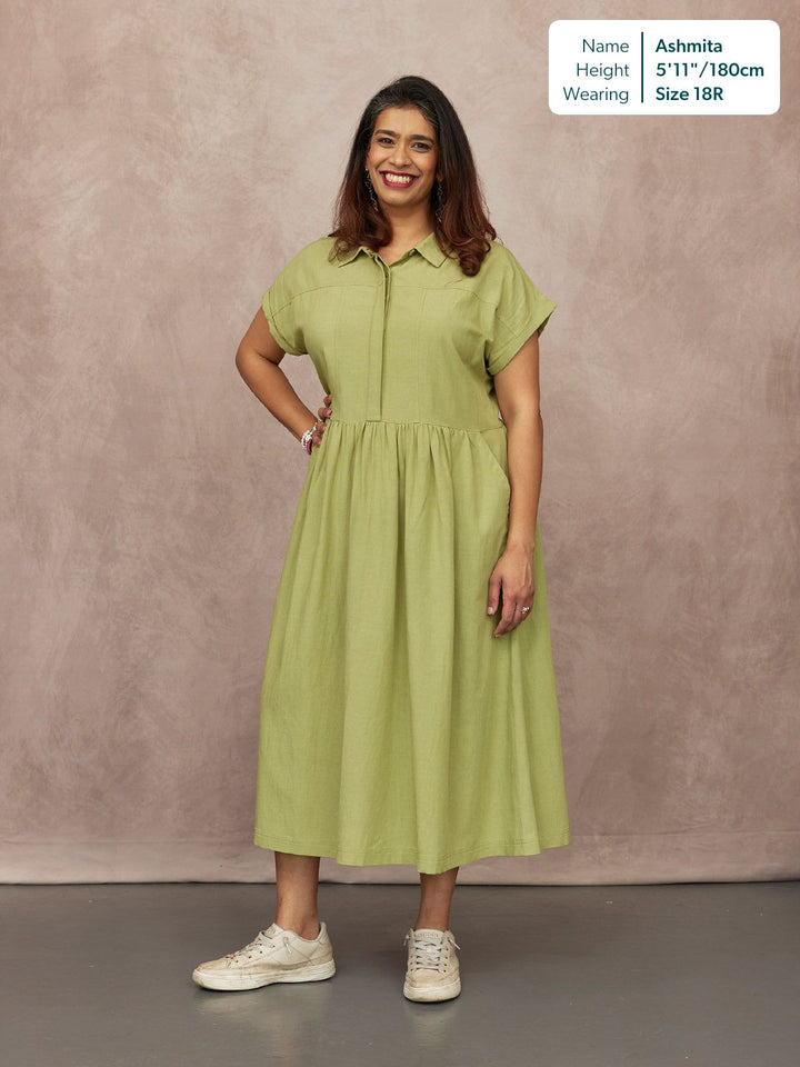 Rhiona Linen Shirt Dress - Olive