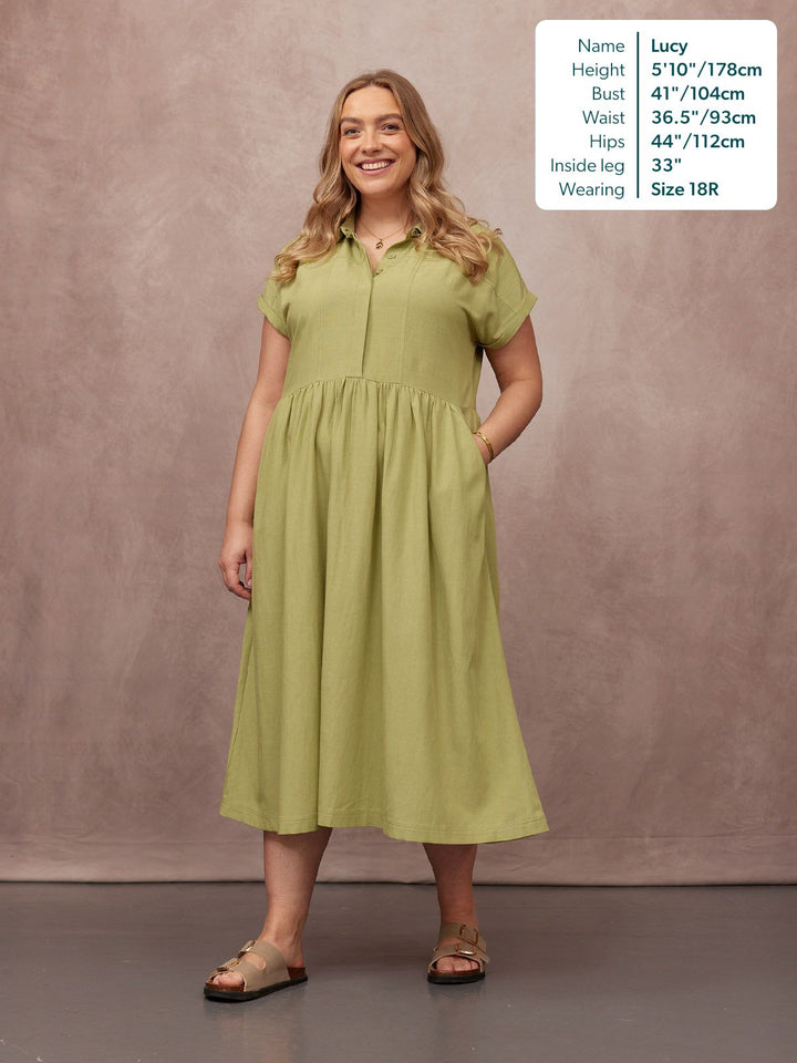 Rhiona Linen Shirt Dress - Olive