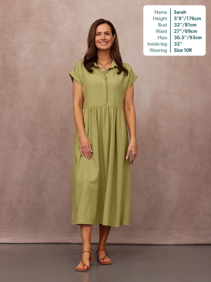 Rhiona Linen Shirt Dress - Olive